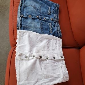 2 short skirts. Denim and white. Cute!